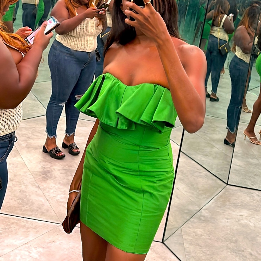 Attico Green Ruffle Dress